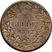 Germany Gulden 1852 KM# 219 Baden / Grand Duchy / Regular Coinage coin reverse Germany Gulden 1852 KM# 219 Baden / Grand Duchy / Regular Coinage coin reverse
