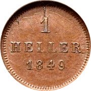 Germany Heller 1849 KM# 796.2 Bavaria / Kingdom / Regular Coinage coin reverse