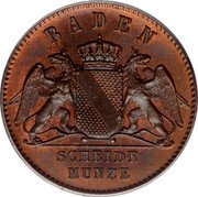 Germany Kreuzer 1868 KM# 242 Baden / Grand Duchy / Regular Coinage coin obverse Germany Kreuzer 1868 KM# 242 Baden / Grand Duchy / Regular Coinage coin obverse