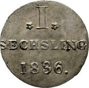 Germany Sechsling (6 Pfennig) 1836 HSK KM# 525.2 Hamburg / Free City / Regular Coinage coin reverse
