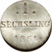 Germany Sechsling (6 Pfennig) 1851 KM# 572 Hamburg / Free City / Regular Coinage coin reverse