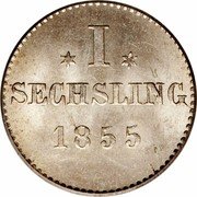 Germany Sechsling (6 Pfennig) 1855 KM# 585 Hamburg / Free City / Regular Coinage coin reverse