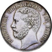 Germany Vereinsthaler 1867 KM# 245 Baden / Grand Duchy / Regular Coinage coin obverse