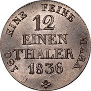 Germany 1/12 Thaler (Doppelgroschen) 1836 G KM# 1137 Saxony-Albertine / Kingdom / Regular Coinage coin reverse Germany 1/12 Thaler (Doppelgroschen) 1836 G KM# 1137 Saxony-Albertine / Kingdom / Regular Coinage coin reverse