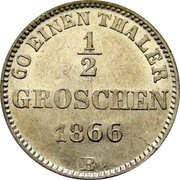 Germany 1/2 Groschen 1866 B KM# 192 Oldenburg / Grand Duchy coin reverse