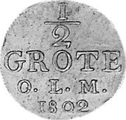 Germany 1/2 Groten 1802 KM# 150 Oldenburg / Duchy / Regular Coinage coin reverse