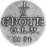 Germany 1/2 Groten 1831 KM# 165 Oldenburg / Grand Duchy coin reverse