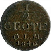 Germany 1/2 Groten 1840 KM# 170 Oldenburg / Grand Duchy coin reverse
