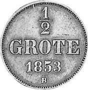 Germany 1/2 Groten 1853 B KM# 186 Oldenburg / Grand Duchy coin reverse
