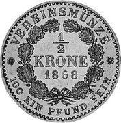 Germany 1/2 Krone 1868 KM# 493 Kingdom / Regular Coinage coin reverse