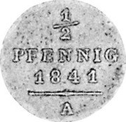 Germany 1/2 Pfennig (1 Heller) 1841 A KM# 56 Reuss-Schleiz / Principality / Regular Coinage coin reverse Germany 1/2 Pfennig (1 Heller) 1841 A KM# 56 Reuss-Schleiz / Principality / Regular Coinage coin reverse