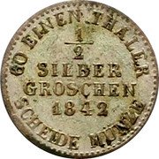 Germany 1/2 Silbergroschen 1842 KM# 603 Hesse-Cassel / Electorate / Regular Coinage coin reverse