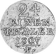 Germany 1/24 Thaler 1807 F KM# 554.1 Hesse-Cassel / Electorate / Regular Coinage coin reverse