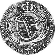 Germany 1/3 Thaler (1/2 Gulden) 1811 SGH KM# 1051.1 Saxony-Albertine / Kingdom / Regular Coinage coin reverse Germany 1/3 Thaler (1/2 Gulden) 1811 SGH KM# 1051.1 Saxony-Albertine / Kingdom / Regular Coinage coin reverse