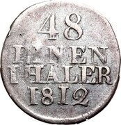 Germany 1/48 Thaler (1/2 Groschen) 1812 H KM# 1048 Saxony-Albertine / Kingdom / Regular Coinage coin reverse