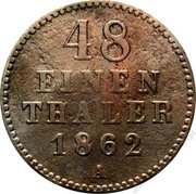 Germany 1/48 Thaler (Schilling) 1862 KM# 96 Mecklenburg-Strelitz / Grand Duchy / Regular Coinage coin reverse Germany 1/48 Thaler (Schilling) 1862 KM# 96 Mecklenburg-Strelitz / Grand Duchy / Regular Coinage coin reverse