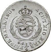 Germany 1/6 Thaler (1/4 Gulden) 1808 SGH KM# 1050 Saxony-Albertine / Kingdom / Regular Coinage coin reverse Germany 1/6 Thaler (1/4 Gulden) 1808 SGH KM# 1050 Saxony-Albertine / Kingdom / Regular Coinage coin reverse