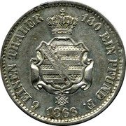 Germany 1/6 Thaler (1/4 Gulden) 1866 B KM# 1205 Saxony-Albertine / Kingdom / Regular Coinage coin reverse Germany 1/6 Thaler (1/4 Gulden) 1866 B KM# 1205 Saxony-Albertine / Kingdom / Regular Coinage coin reverse