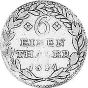 Germany 1/6 Thaler 1824 KM# 579.1 Hesse-Cassel / Electorate / Regular Coinage coin reverse Germany 1/6 Thaler 1824 KM# 579.1 Hesse-Cassel / Electorate / Regular Coinage coin reverse