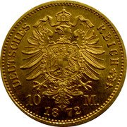 Germany 10 Mark 1872 A KM# 502 Kingdom / Reform Coinage coin reverse