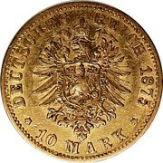 Germany 10 Mark 1875 B KM# 504 Kingdom / Reform Coinage coin reverse