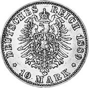 Germany 10 Mark 1889 A KM# 517 Kingdom / Reform Coinage coin reverse Germany 10 Mark 1889 A KM# 517 Kingdom / Reform Coinage coin reverse