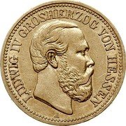 Germany 10 Mark 1890 A KM# 362 Grossherzogtum within the German Empire coin obverse