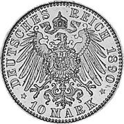 Germany 10 Mark 1890 A KM# 325 Mecklenburg-Schwerin / Grand Duchy / Reform Coinage coin reverse