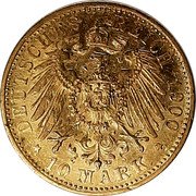 Germany 10 Mark 1900 A KM# 520 Kingdom / Reform Coinage coin reverse