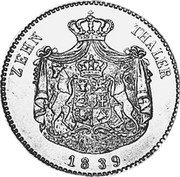 Germany 10 Thaler 1839 KM# 289 Mecklenburg-Schwerin / Grand Duchy coin reverse