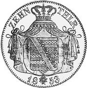 Germany 10 Thaler (2 August d'Or) 1853 F KM# 1150 Saxony-Albertine / Kingdom / Regular Coinage coin reverse