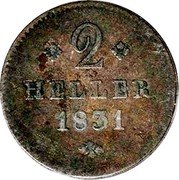 Germany 2 Heller 1831 KM# 589 Hesse-Cassel / Electorate / Regular Coinage coin reverse