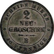 Germany 2 Neugroschen (20 Pfennig) 1863 B KM# 1220 Saxony-Albertine / Kingdom / Regular Coinage coin reverse Germany 2 Neugroschen (20 Pfennig) 1863 B KM# 1220 Saxony-Albertine / Kingdom / Regular Coinage coin reverse