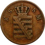 Germany 2 Pfennig 1855 F KM# 1185 Saxony-Albertine / Kingdom / Regular Coinage coin obverse