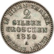 Germany 2 Silbergroschen (1/12 Thaler) 1850 A KM# 68 Reuss-Schleiz / Principality / Regular Coinage coin reverse