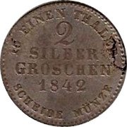 Germany 2 Silbergroschen 1842 KM# 604 Hesse-Cassel / Electorate / Regular Coinage coin reverse