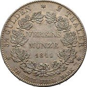 Germany 2 Thaler (3-1/2 Gulden) 1841 KM# 310 Hesse-Darmstadt / Grand Duchy coin reverse Germany 2 Thaler (3-1/2 Gulden) 1841 KM# 310 Hesse-Darmstadt / Grand Duchy coin reverse