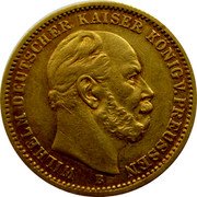 Germany 20 Mark 1872 B KM# 501 Kingdom / Reform Coinage coin obverse Germany 20 Mark 1872 B KM# 501 Kingdom / Reform Coinage coin obverse