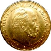 Germany 20 Mark 1887 A KM# 505 Kingdom / Reform Coinage coin obverse Germany 20 Mark 1887 A KM# 505 Kingdom / Reform Coinage coin obverse