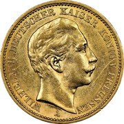 Germany 20 Mark 1888 A KM# 516 Kingdom / Reform Coinage coin obverse Germany 20 Mark 1888 A KM# 516 Kingdom / Reform Coinage coin obverse