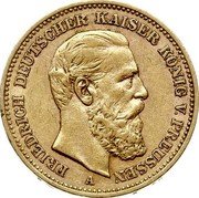 Germany 20 Mark 1888 A KM# 515 Kingdom / Reform Coinage coin obverse Germany 20 Mark 1888 A KM# 515 Kingdom / Reform Coinage coin obverse