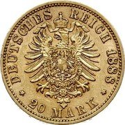 Germany 20 Mark 1888 A KM# 515 Kingdom / Reform Coinage coin reverse Germany 20 Mark 1888 A KM# 515 Kingdom / Reform Coinage coin reverse