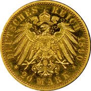 Germany 20 Mark 1890 A KM# 521 Kingdom / Reform Coinage coin reverse