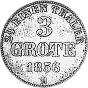 Germany 3 Grote (1/24 Thaler) 1856 B KM# 189 Oldenburg / Grand Duchy coin reverse