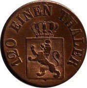 Germany 3 Heller 1845 KM# 607 Hesse-Cassel / Electorate / Regular Coinage coin obverse