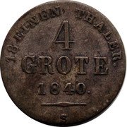 Germany 4 Grote (1/18 Thaler) 1840 S KM# 172 Oldenburg / Grand Duchy coin reverse Germany 4 Grote (1/18 Thaler) 1840 S KM# 172 Oldenburg / Grand Duchy coin reverse