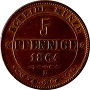 Germany 5 Pfennig 1864 B KM# 1218 Saxony-Albertine / Kingdom / Regular Coinage coin reverse