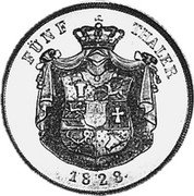 Germany 5 Thaler 1828 KM# 271 Mecklenburg-Schwerin / Grand Duchy coin reverse