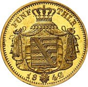 Germany 5 Thaler (August d'Or) 1842 G KM# 1165 Saxony-Albertine / Kingdom / Regular Coinage coin reverse