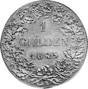 Germany Gulden 1845 KM# 64 United Nassau / Duchy / Standard Coinage coin reverse Germany Gulden 1845 KM# 64 United Nassau / Duchy / Standard Coinage coin reverse